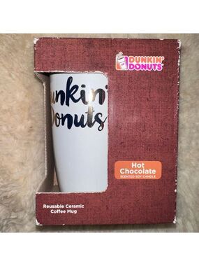 NOS 2016 Dunkin’ Donuts Hot Chocolate Scented Soy Candle Reusable Coffee Mug